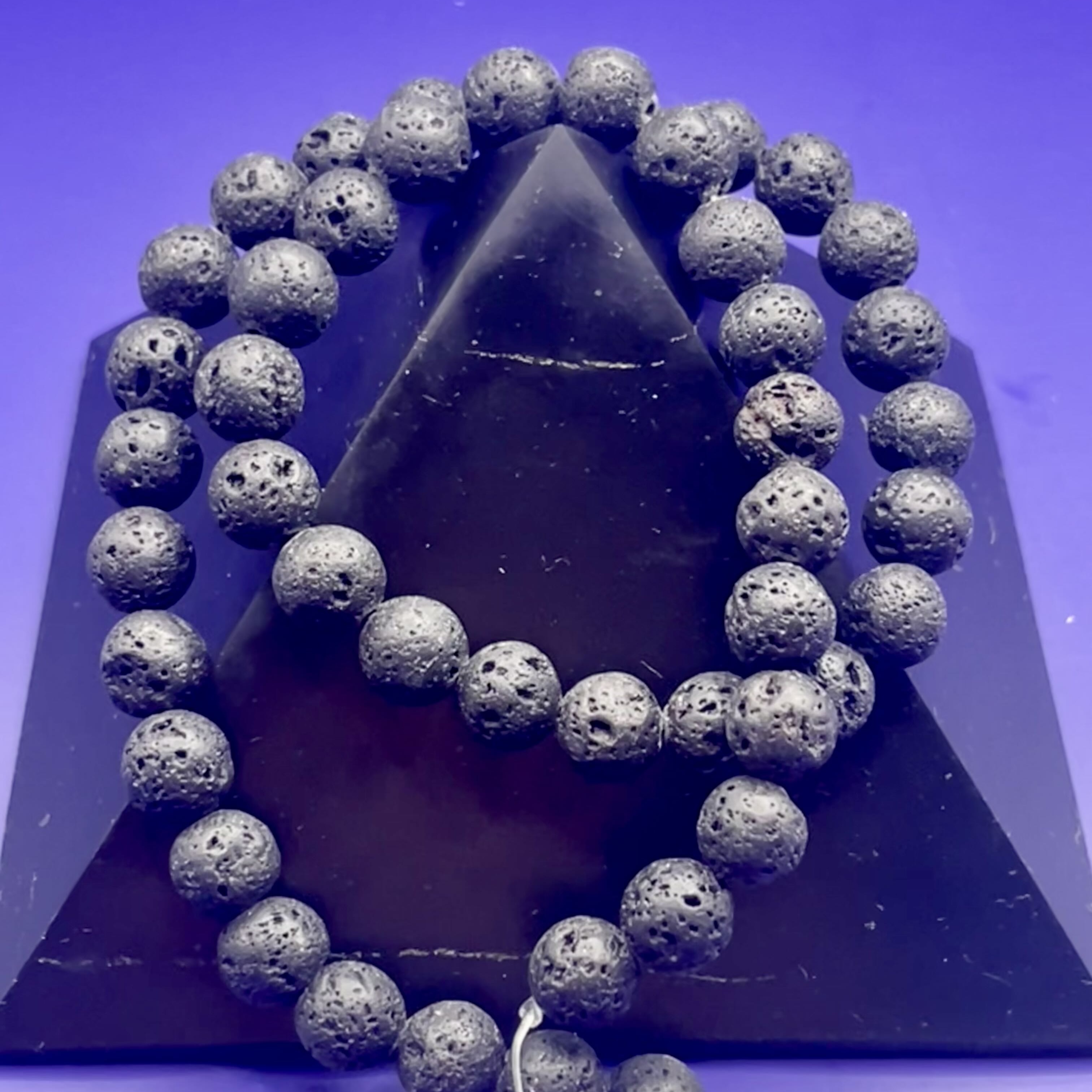 Siyah Lav Taşı Boncuk 40cm